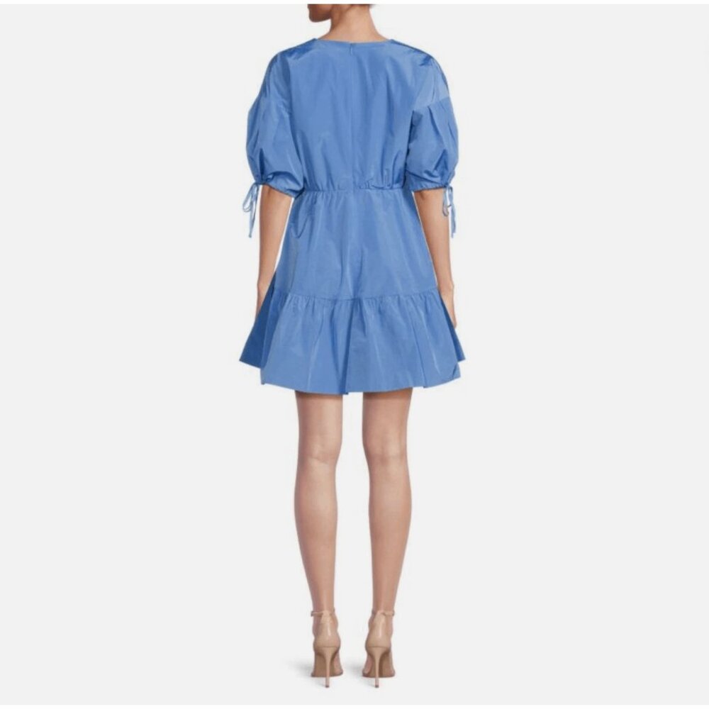 TED BAKER Suza Puff Sleeve Tiered Dress in Light Blue 3 - Picture 2 of 6